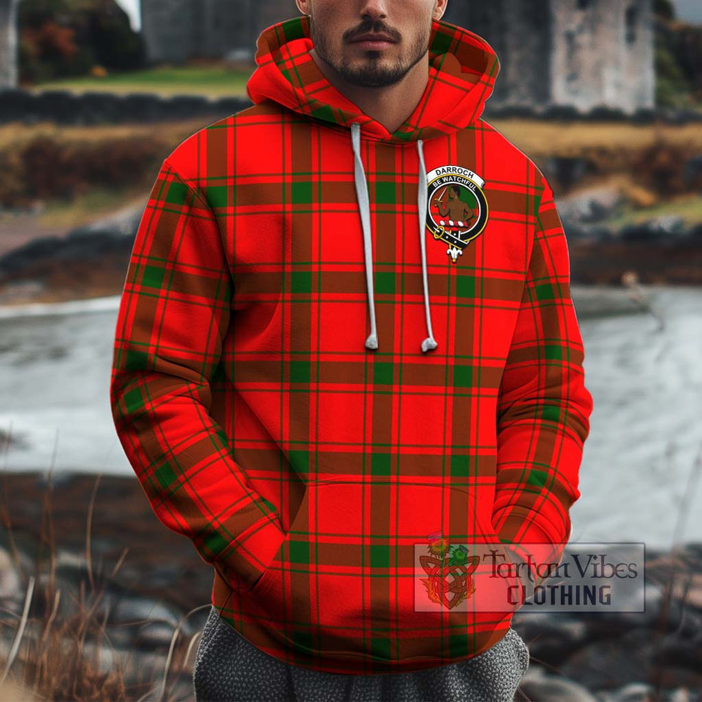 Darroch Tartan Cotton Hoodie with Family Crest Pullover Hoodie XS - Tartan Vibes Clothing