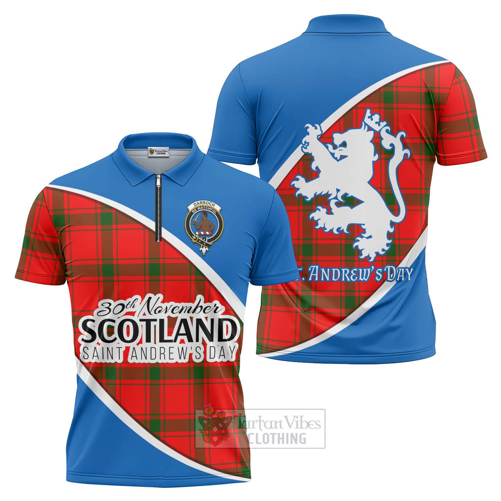 Tartan Vibes Clothing Darroch Family Crest Tartan Zipper Polo Shirt Celebrate Saint Andrew's Day in Style