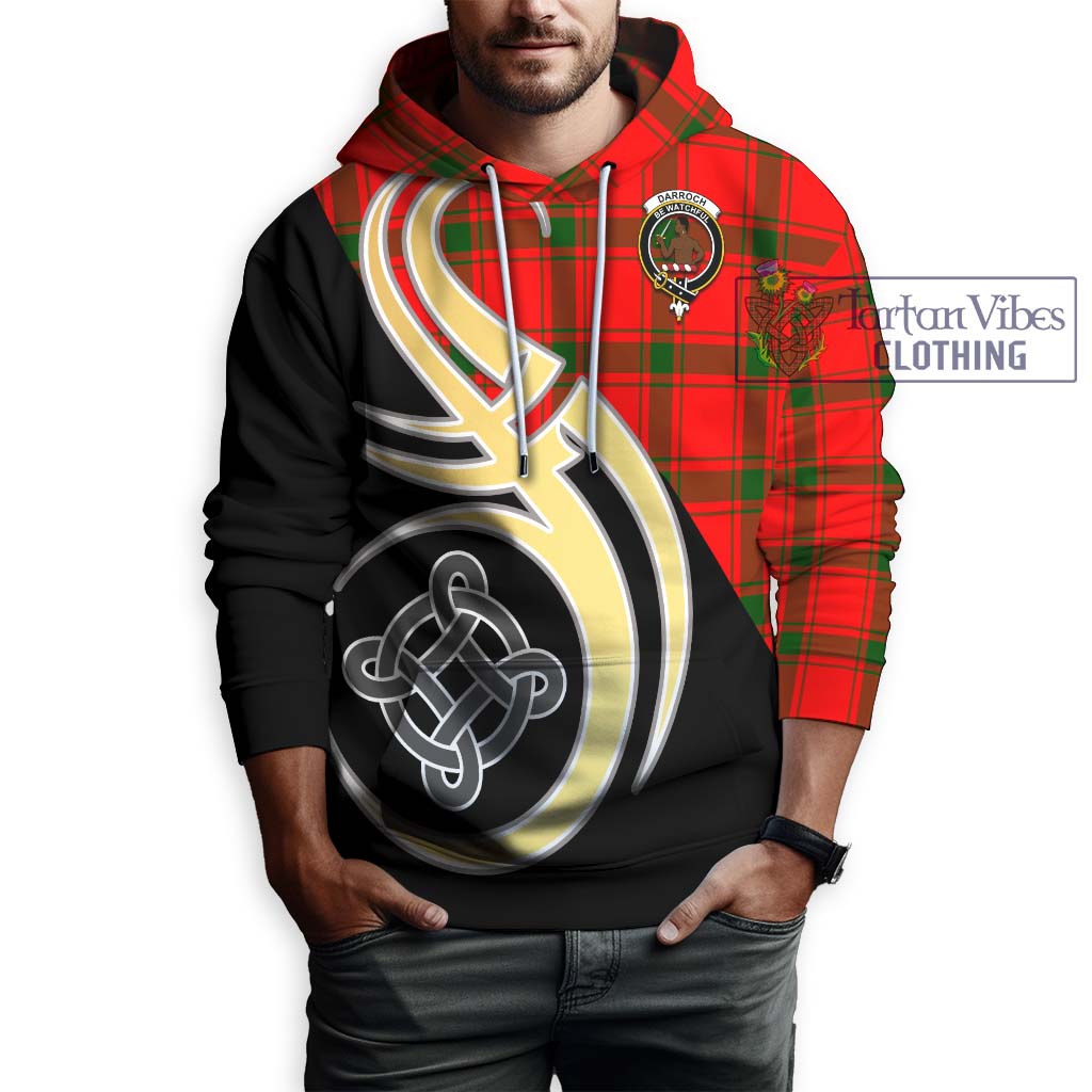 Darroch Tartan Hoodie with Family Crest and Celtic Symbol Style Zip Hoodie - Tartan Vibes Clothing