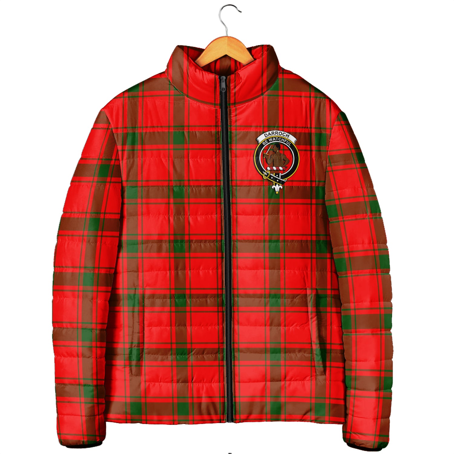 Darroch Tartan Padded Jacket with Family Crest Men's Padded Jacket - Tartan Vibes Clothing