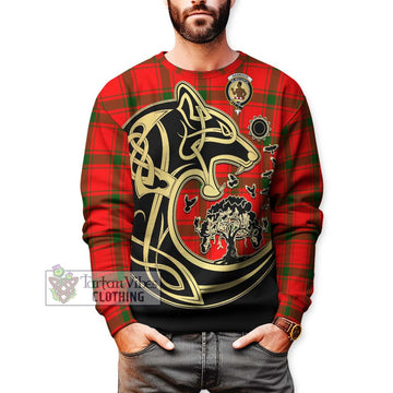 Darroch Tartan Sweatshirt with Family Crest Celtic Wolf Style