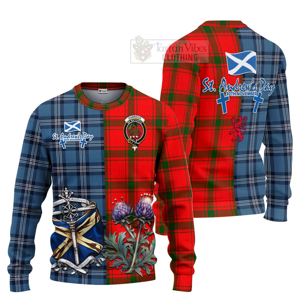 Tartan Vibes Clothing Darroch Tartan Knitted Sweater Happy St. Andrew's Day Half Tartan Style