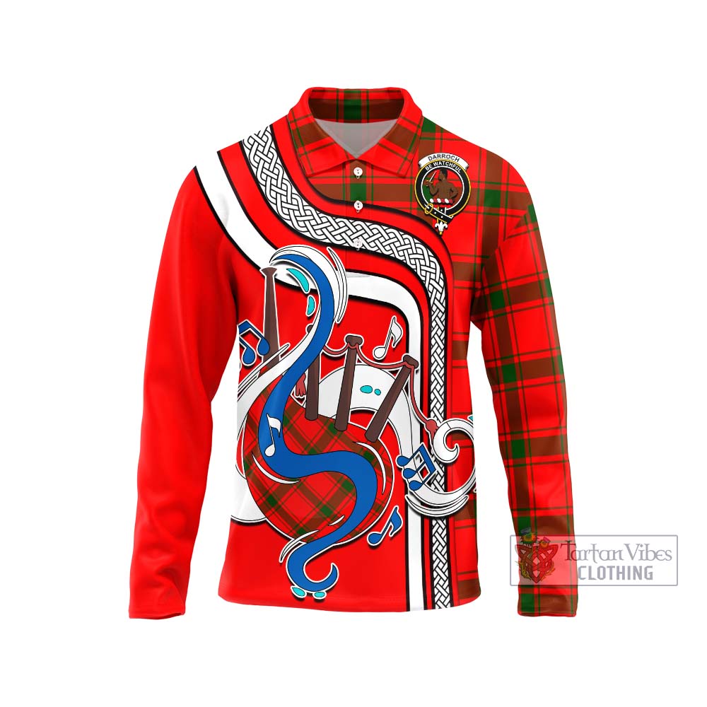 Tartan Vibes Clothing Darroch Tartan Long Sleeve Polo Shirt with Epic Bagpipe Style