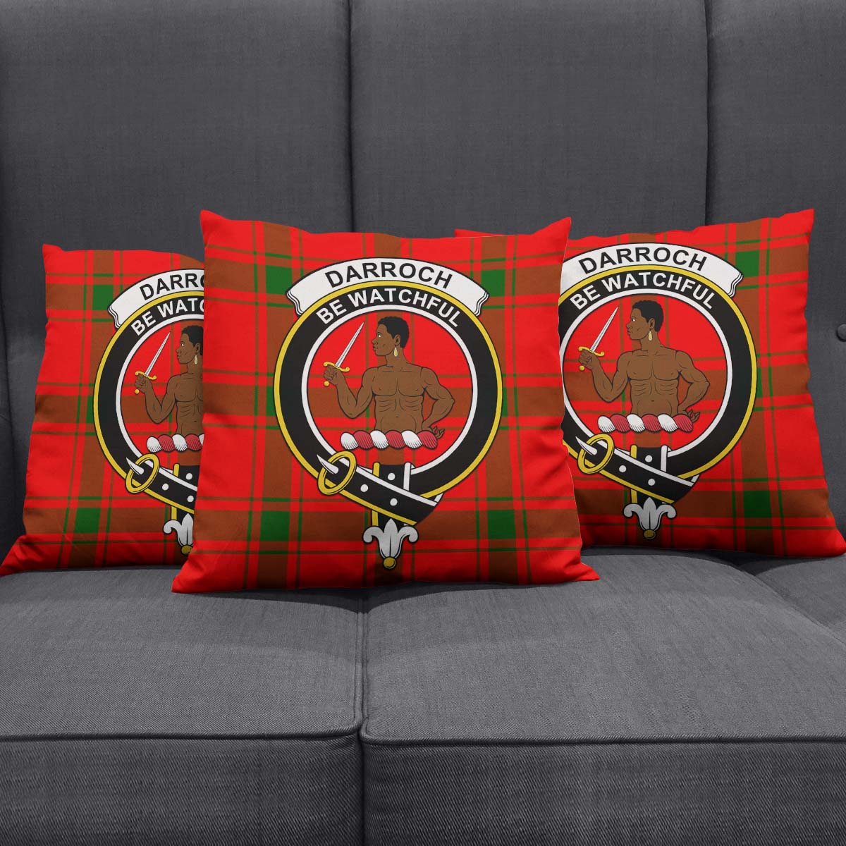 Darroch Tartan Pillow Cover with Family Crest Square Pillow Cover - Tartanvibesclothing