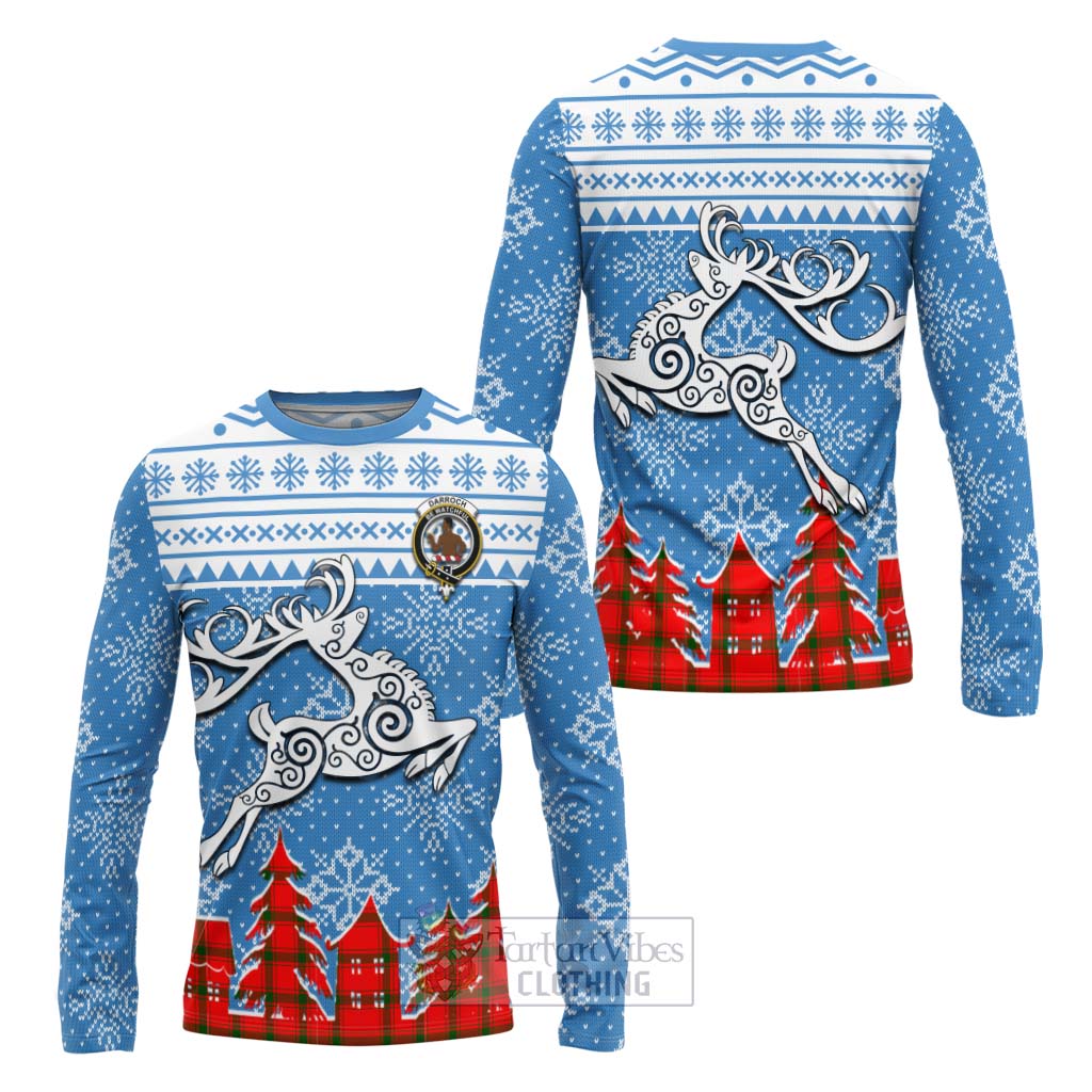 Tartan Vibes Clothing Darroch Clan Christmas Long Sleeve T-Shirt Celtic Reindeer Style