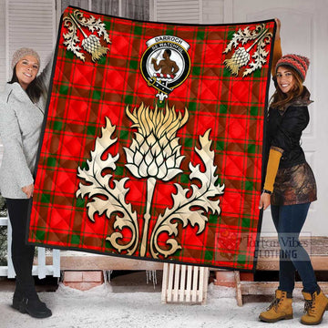 Darroch Tartan Quilt with Family Crest and Golden Thistle Style