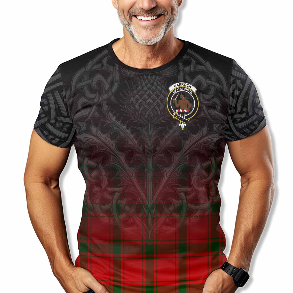 Tartan Vibes Clothing Darroch Tartan T-Shirt with Family Crest Celtic Thistle Vibes