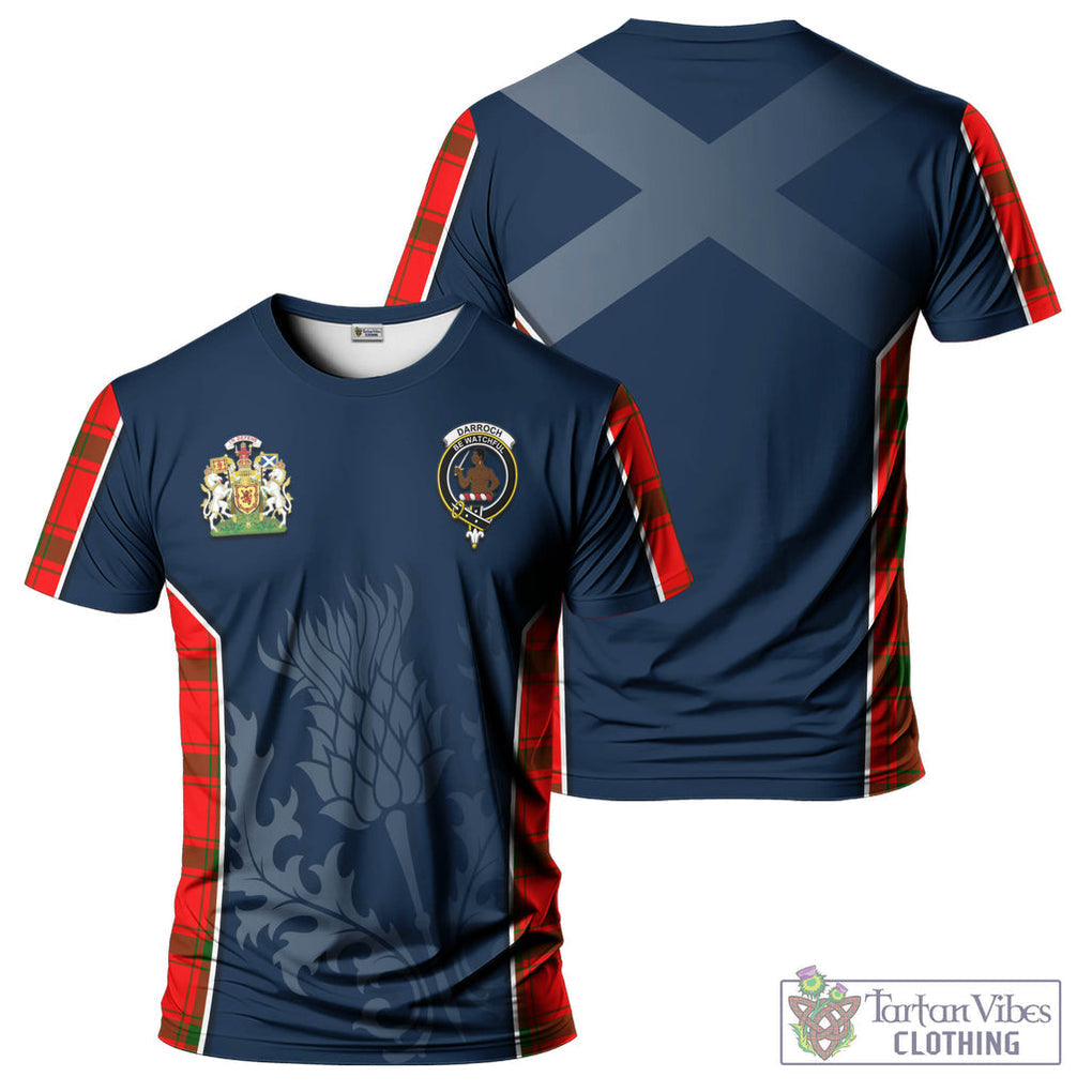 Tartan Vibes Clothing Darroch Tartan T-Shirt with Family Crest and Scottish Thistle Vibes Sport Style