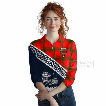 Darroch Tartan Women's Casual Shirt Featuring Thistle and Scotland Map