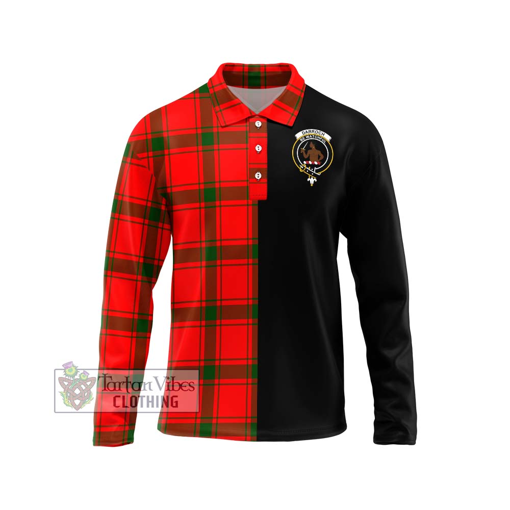 Tartan Vibes Clothing Darroch Tartan Long Sleeve Polo Shirt with Family Crest and Half Of Me Style