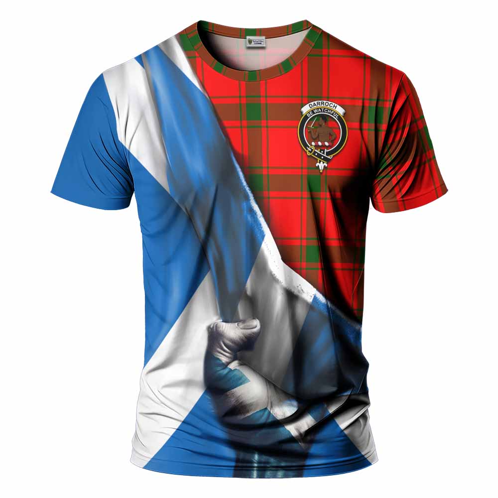 Tartan Vibes Clothing Darroch Tartan T-Shirt with Family Crest Scotland Patriotic Style