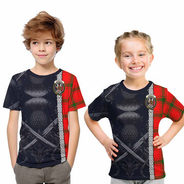 Darroch Tartan Kid T-Shirt with Family Crest Cross Sword Thistle Celtic Vibes