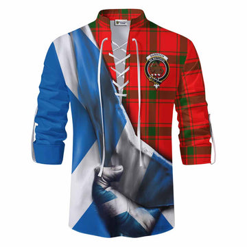 Darroch Tartan Ghillie Kilt Shirt with Family Crest Scotland Patriotic Style