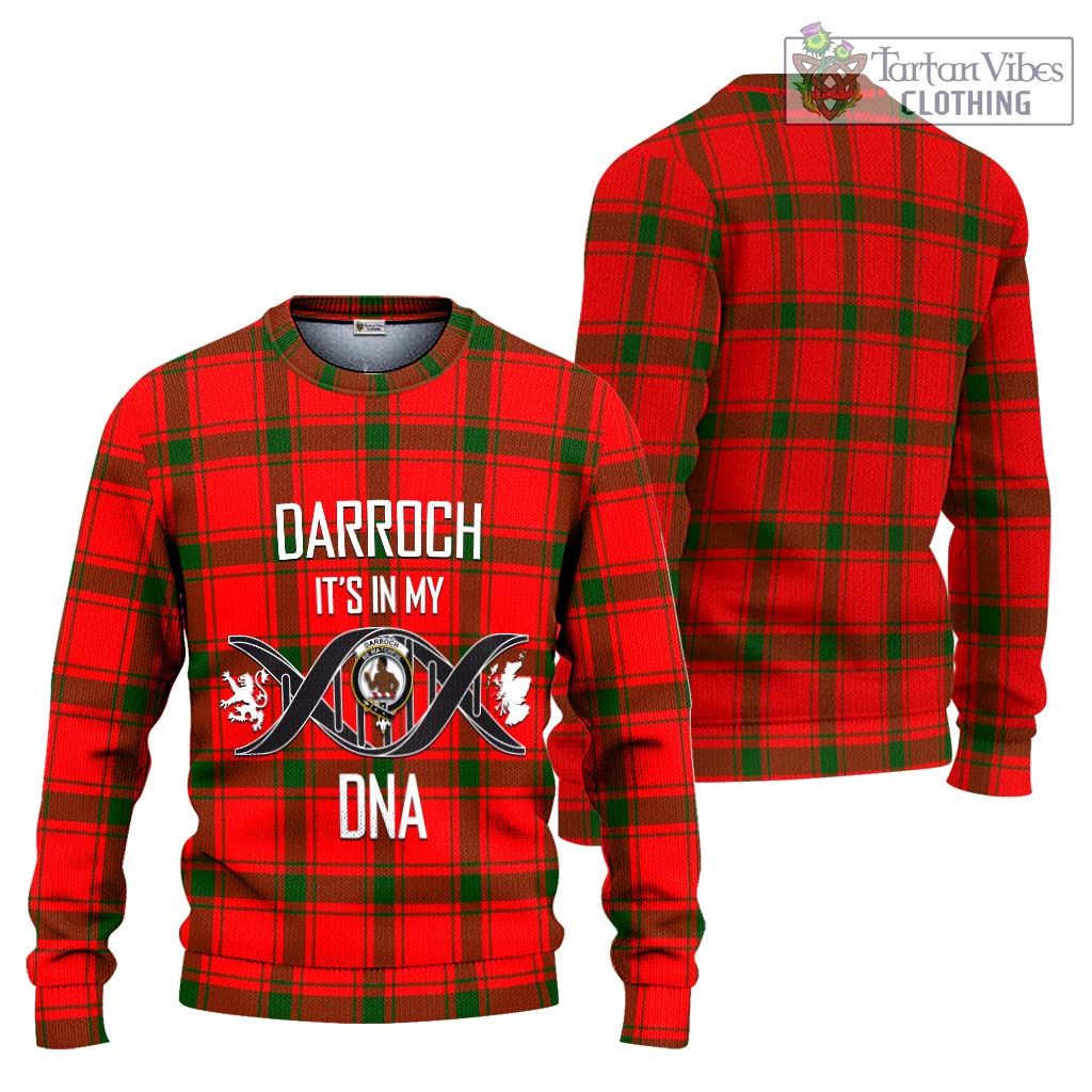 Tartan Vibes Clothing Darroch Tartan Knitted Sweater with Family Crest DNA In Me Style