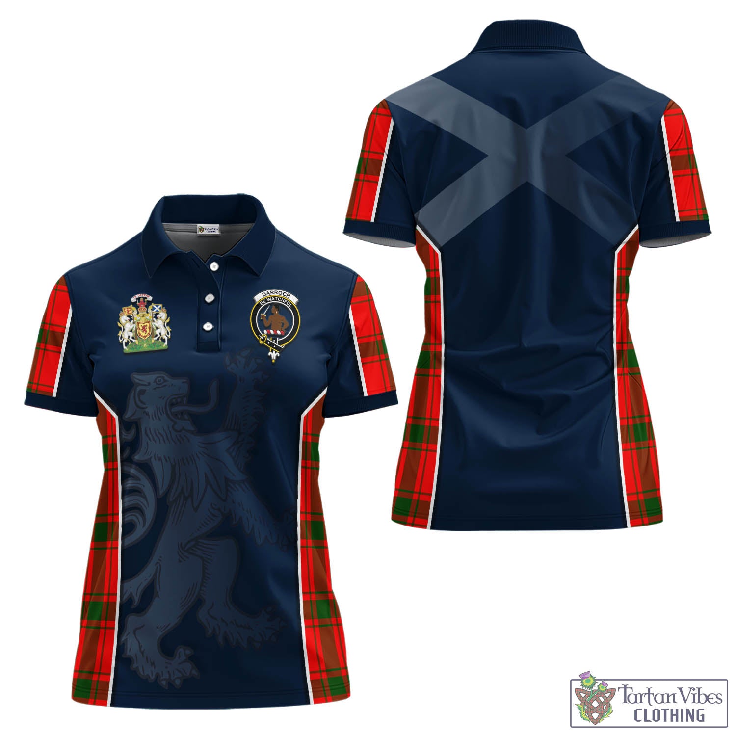 Tartan Vibes Clothing Darroch Tartan Women's Polo Shirt with Family Crest and Lion Rampant Vibes Sport Style
