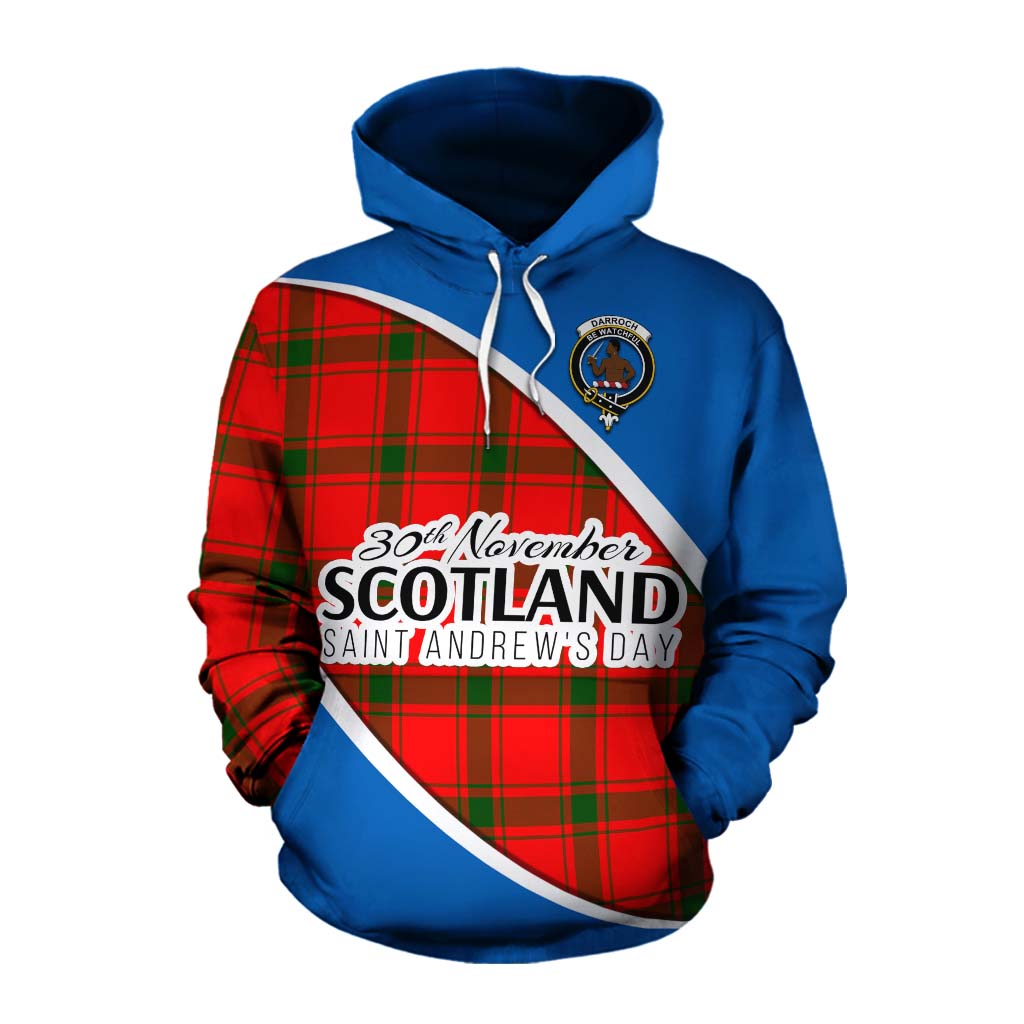 Tartan Vibes Clothing Darroch Family Crest Tartan Cotton Hoodie Celebrate Saint Andrew's Day in Style