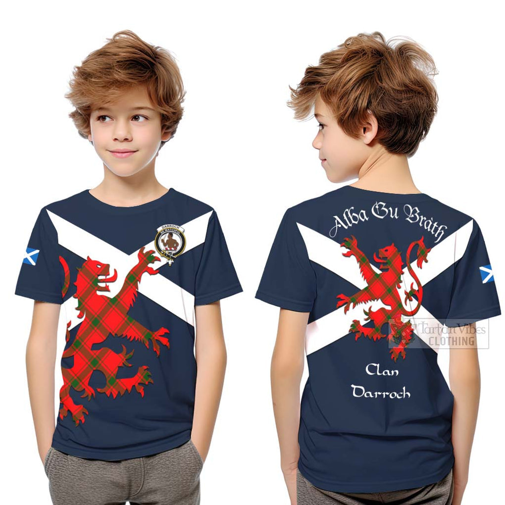 Tartan Vibes Clothing Darroch Tartan Lion Rampant Kid T-Shirt – Proudly Display Your Heritage with Alba Gu Brath and Clan Name