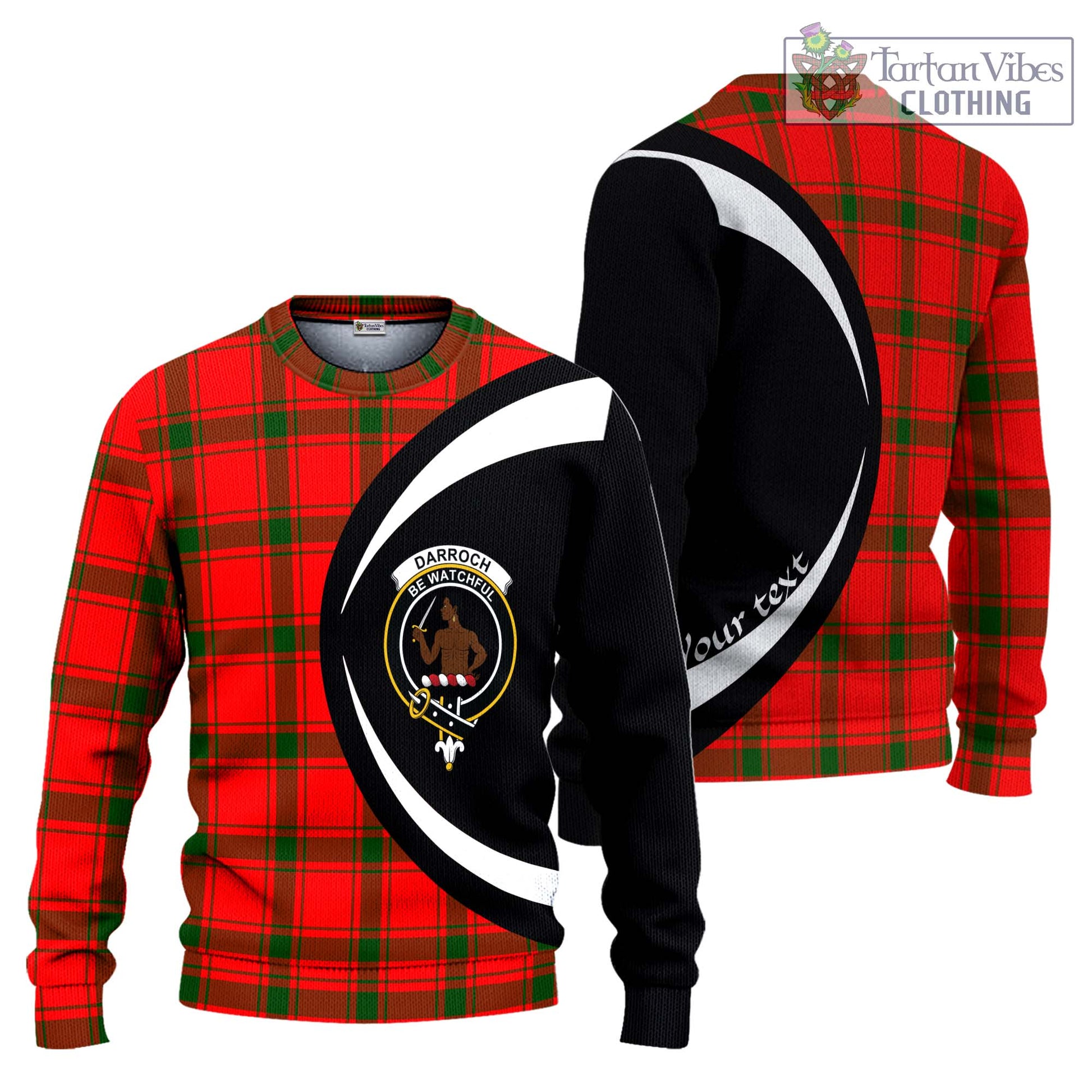 Darroch Tartan Ugly Sweater with Family Crest Circle Style Unisex - Tartan Vibes Clothing