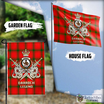Darroch Tartan Flag with Clan Crest and the Golden Sword of Courageous Legacy