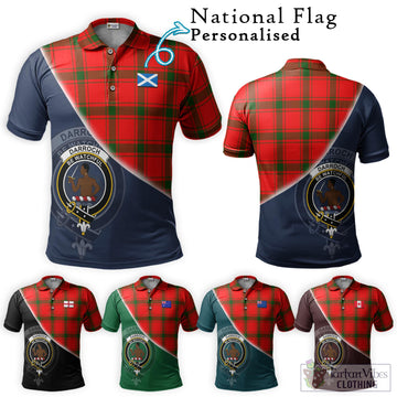 Darroch Tartan Polo Shirt with Personalised National Flag and Family Crest Half Style