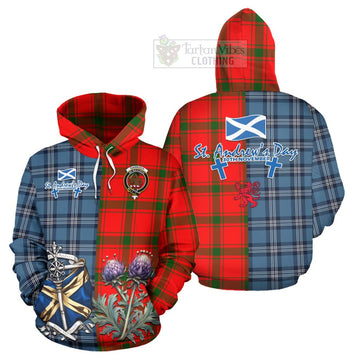 Darroch Tartan Hoodie Happy St. Andrew's Day Half Tartan Style