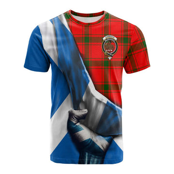 Darroch Tartan Cotton T-shirt with Family Crest Scotland Patriotic Style