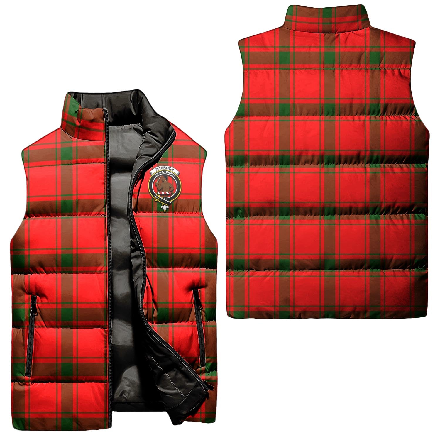Darroch Tartan Sleeveless Puffer Jacket with Family Crest Unisex - Tartanvibesclothing