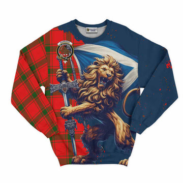 Darroch Tartan Family Crest Sweatshirt with Scottish Majestic Lion