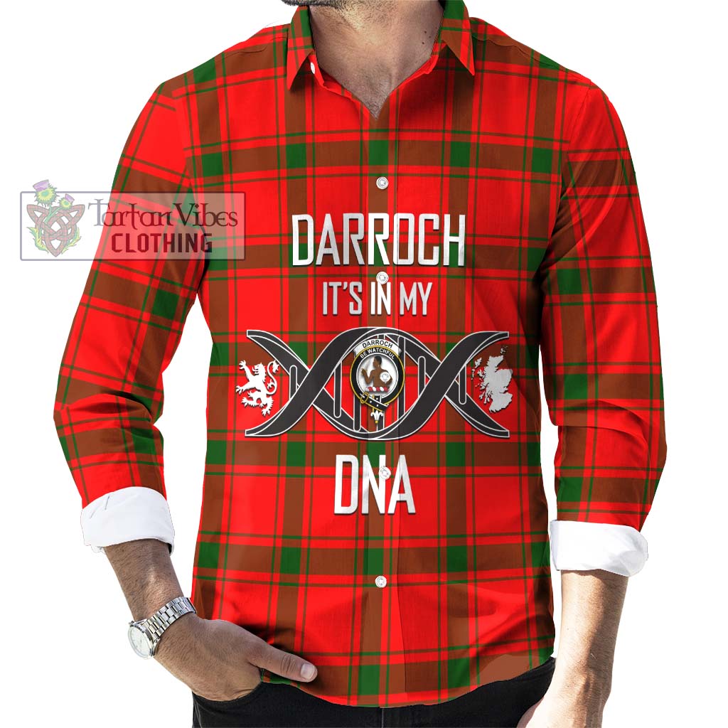 Tartan Vibes Clothing Darroch Tartan Long Sleeve Button Shirt with Family Crest DNA In Me Style