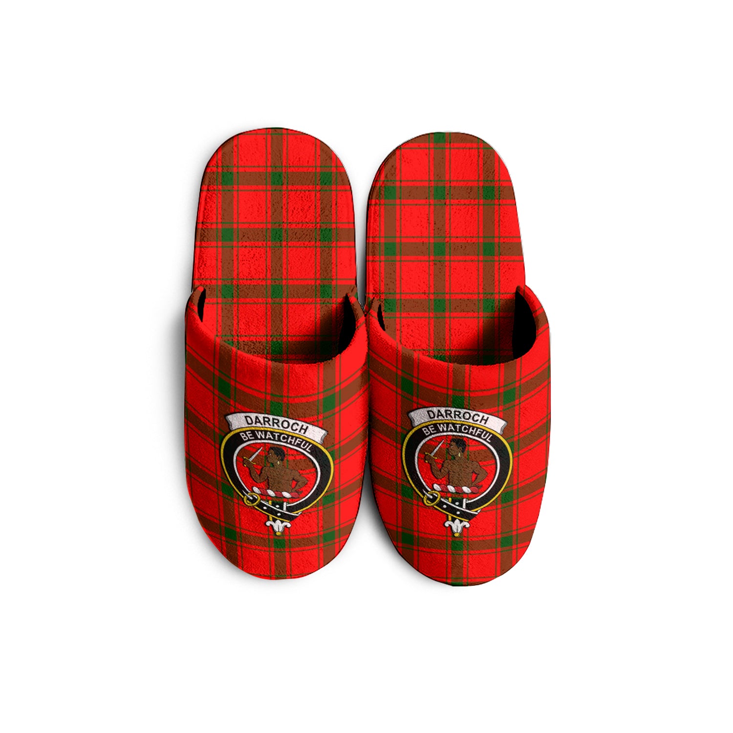 Darroch Tartan Home Slippers with Family Crest - Tartanvibesclothing