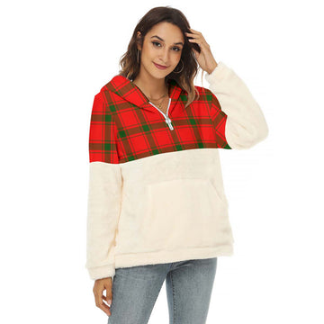 Darroch Tartan Women's Borg Fleece Hoodie With Half Zip