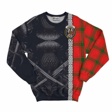 Darroch Tartan Sweatshirt with Family Crest Cross Sword Thistle Celtic Vibes