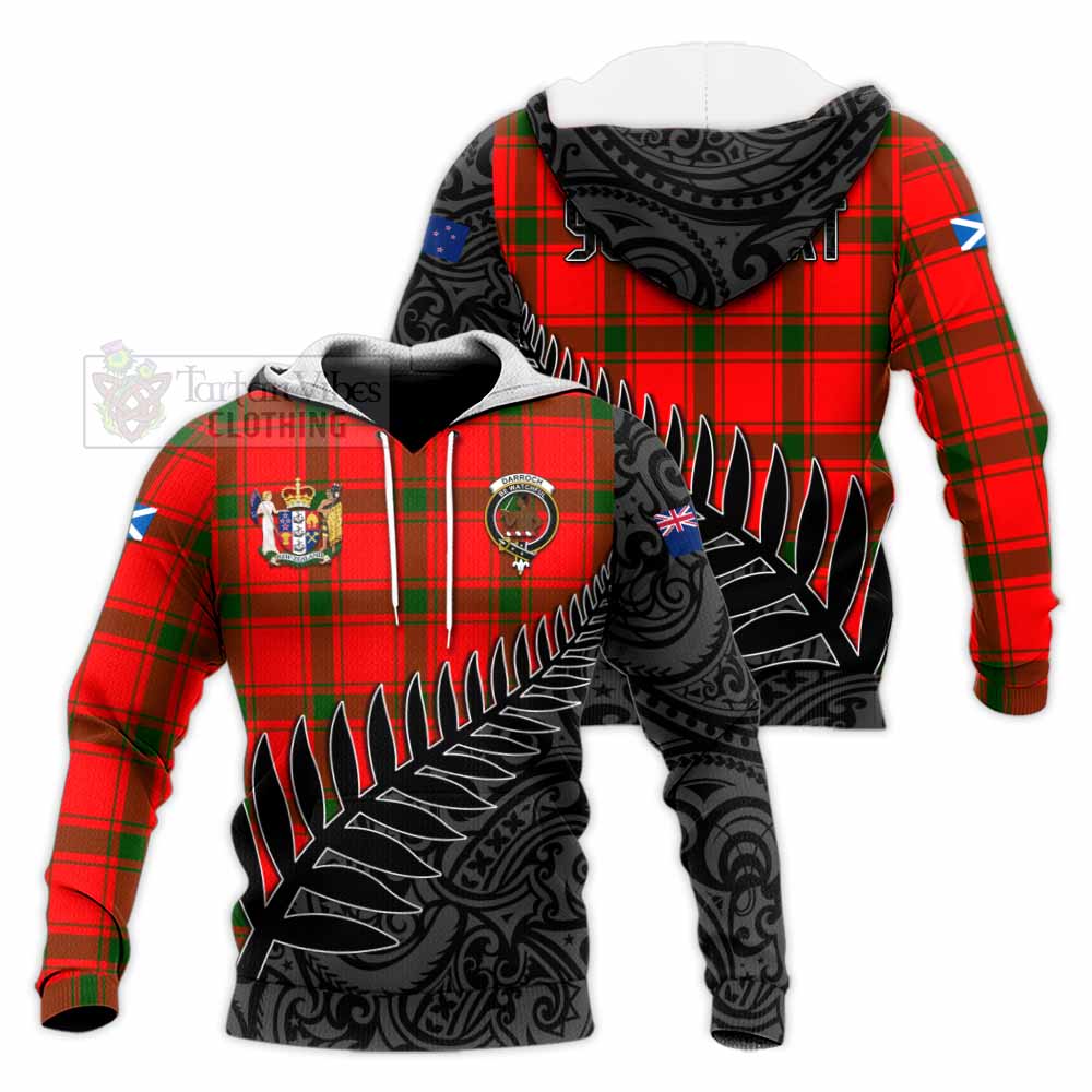 Tartan Vibes Clothing Darroch Crest Tartan Knitted Hoodie with New Zealand Silver Fern Half Style