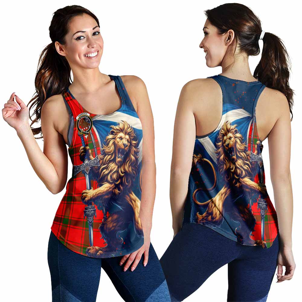 Tartan Vibes Clothing Darroch Tartan Family Crest Women's Racerback Tanks with Scottish Majestic Lion