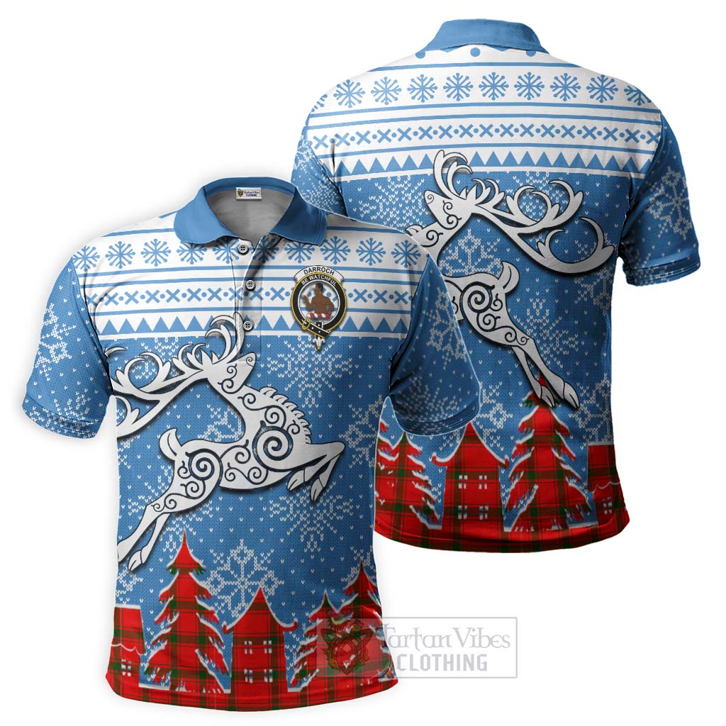 Tartan Vibes Clothing Darroch Clan Christmas Polo Shirt Celtic Reindeer Style