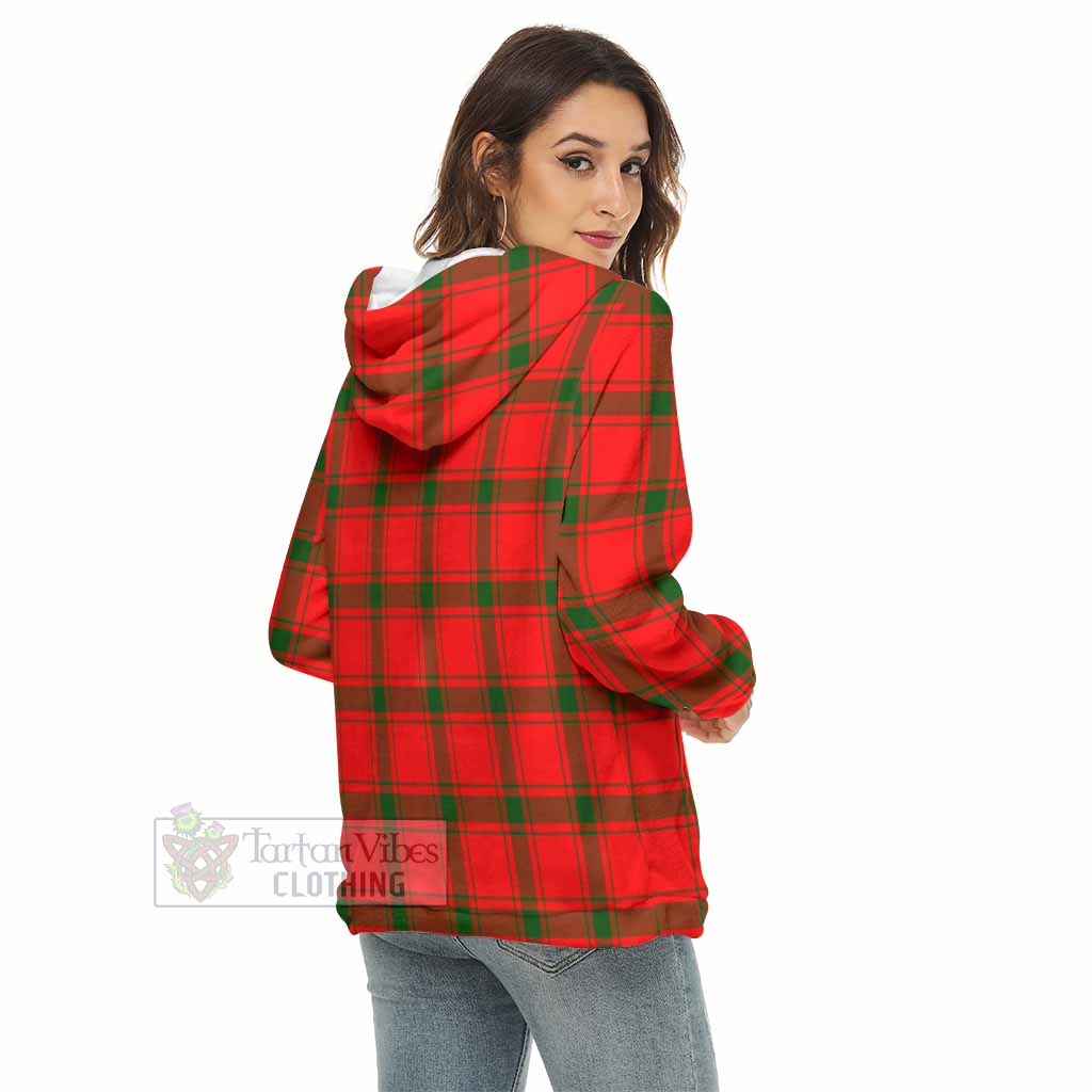 Tartan Vibes Clothing Darroch Tartan Crest Women's Borg  Half Zip Fleece Hoodie