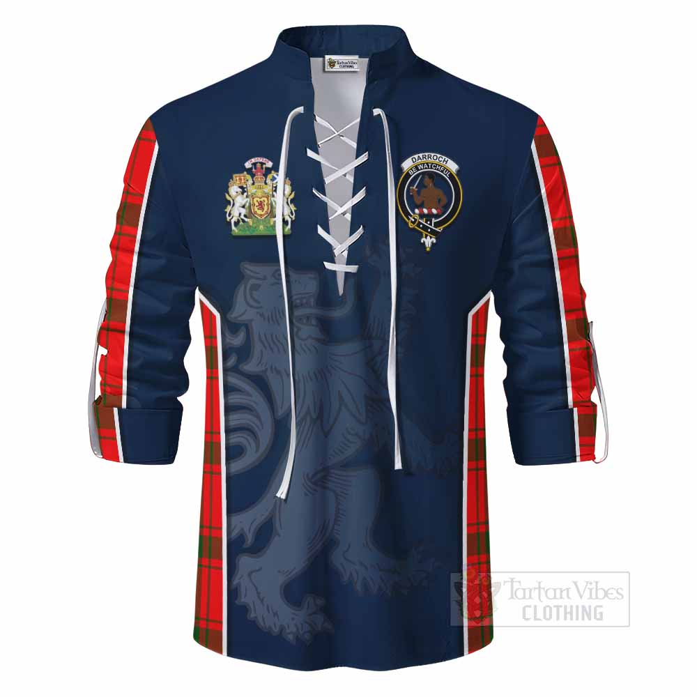 Tartan Vibes Clothing Darroch Tartan Ghillie Kilt Shirt with Family Crest and Lion Rampant Vibes Sport Style