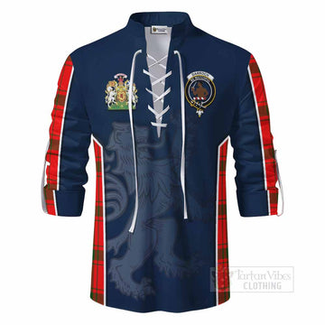 Darroch Tartan Ghillie Kilt Shirt with Family Crest and Lion Rampant Vibes Sport Style