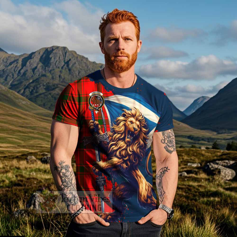 Tartan Vibes Clothing Darroch Tartan Family Crest T-Shirt with Scottish Majestic Lion