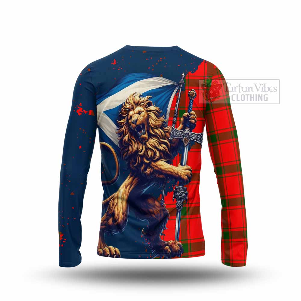 Tartan Vibes Clothing Darroch Tartan Family Crest Long Sleeve T-Shirt with Scottish Majestic Lion