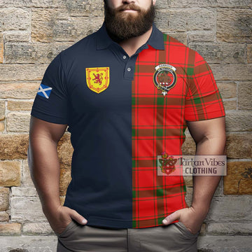 Darroch Tartan Polo Shirt with Scottish Lion Royal Arm Half Style