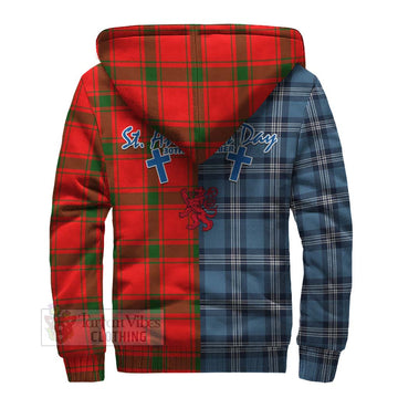 Darroch Tartan Sherpa Hoodie Happy St. Andrew's Day Half Tartan Style