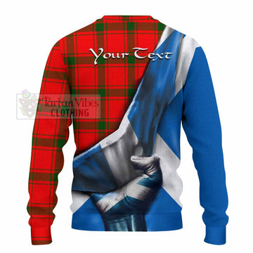 Darroch Tartan Knitted Sweater with Family Crest Scotland Patriotic Style