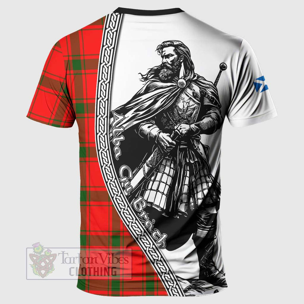 Tartan Vibes Clothing Darroch Tartan Clan Crest T-Shirt with Highlander Warrior Celtic Style