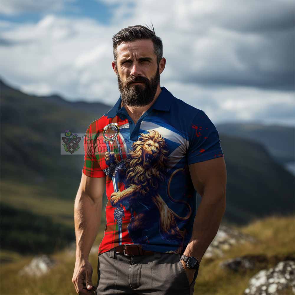 Tartan Vibes Clothing Darroch Tartan Family Crest Men's Polo Shirt with Scottish Majestic Lion