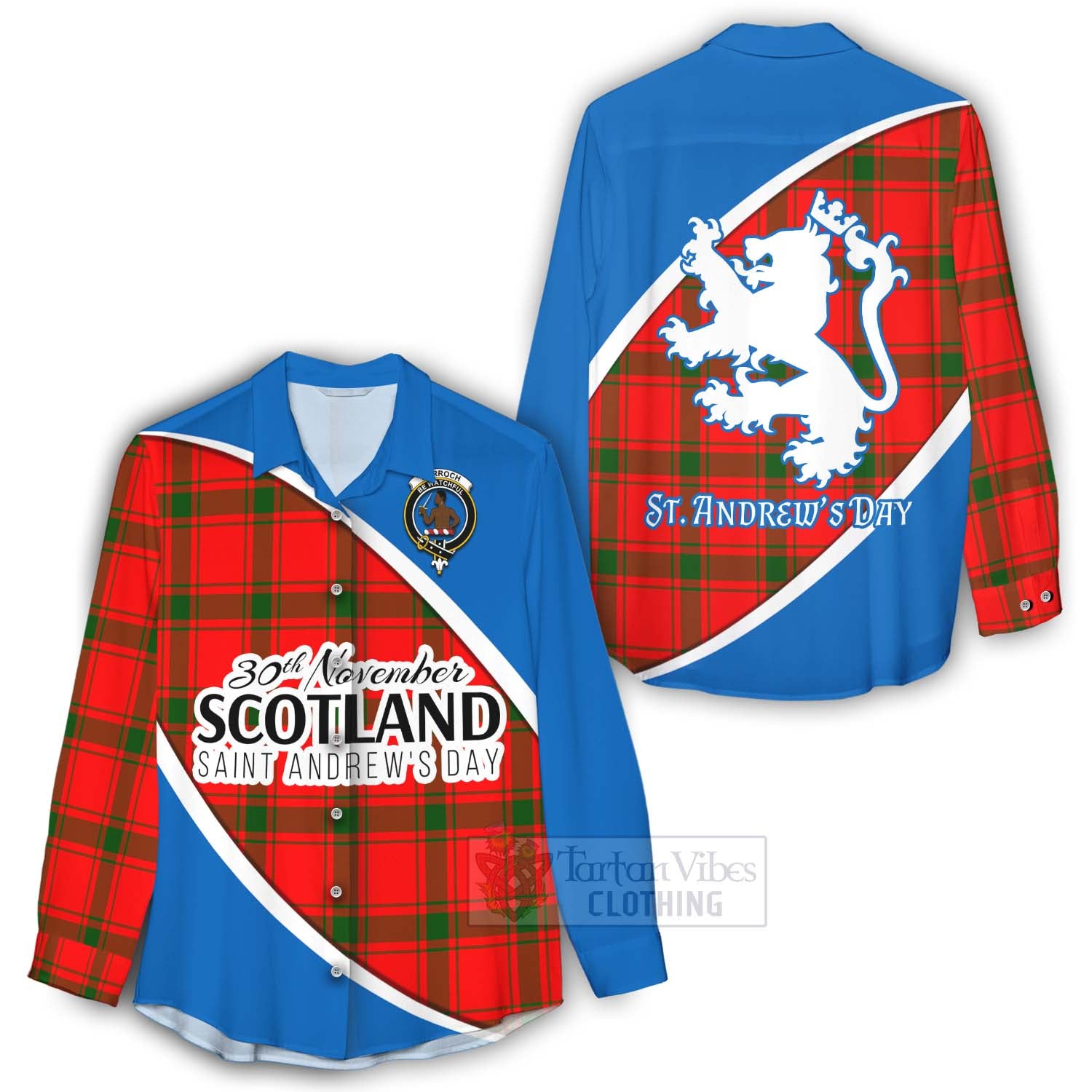 Tartan Vibes Clothing Darroch Family Crest Tartan Women's Casual Shirt Celebrate Saint Andrew's Day in Style