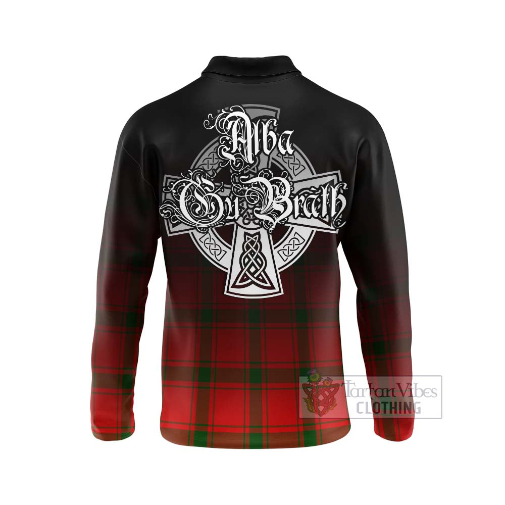 Tartan Vibes Clothing Darroch Tartan Long Sleeve Polo Shirt Featuring Alba Gu Brath Family Crest Celtic Inspired