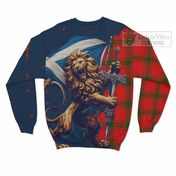 Darroch Tartan Family Crest Sweatshirt with Scottish Majestic Lion