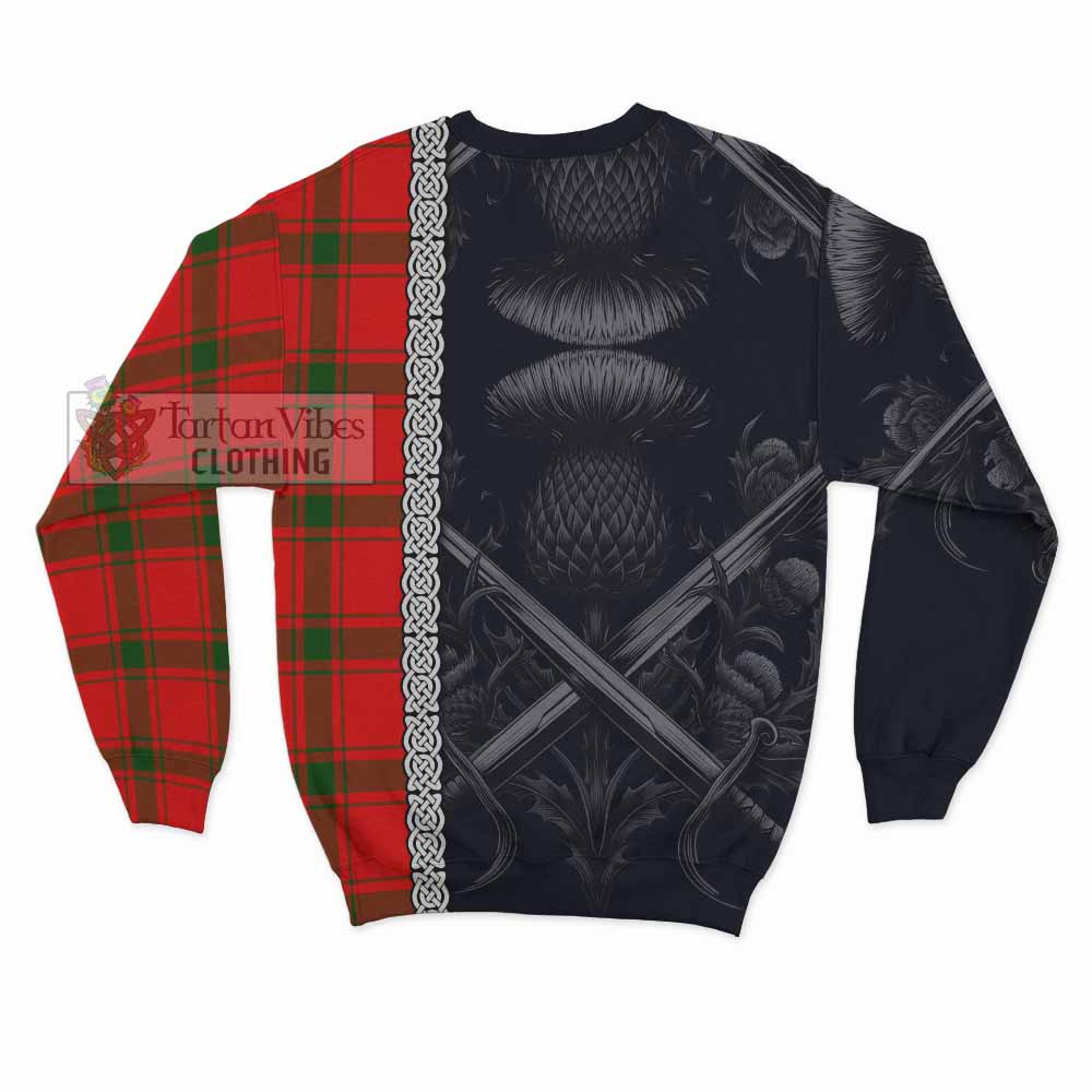 Tartan Vibes Clothing Darroch Tartan Sweatshirt with Family Crest Cross Sword Thistle Celtic Vibes