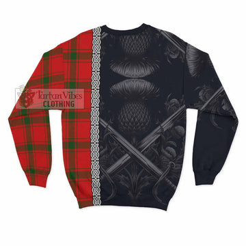 Darroch Tartan Sweatshirt with Family Crest Cross Sword Thistle Celtic Vibes